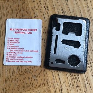 Multipurpose pocket survival tool stainless steel and black case 3 inche…